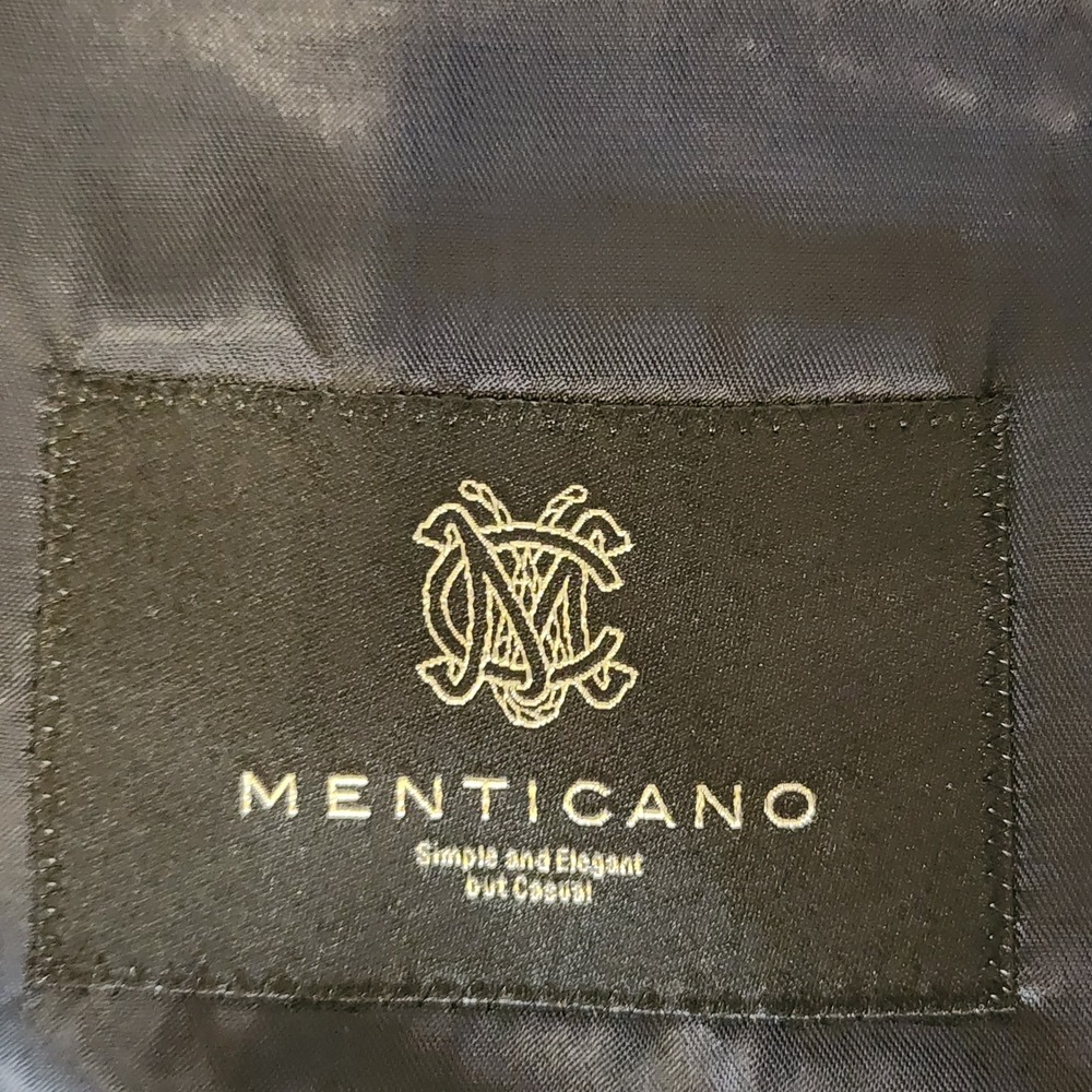 Menticano Zignone Wool Sport Coat Mens 42R Navy Blue Windowpane Blazer Casual - Picture 16 of 16